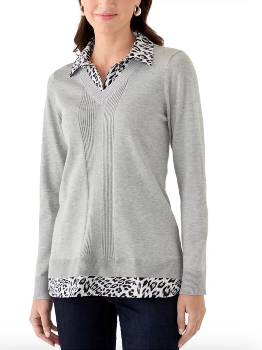 Kim Rogers Women's Long Sleeve Twofer Sweater Size XXL